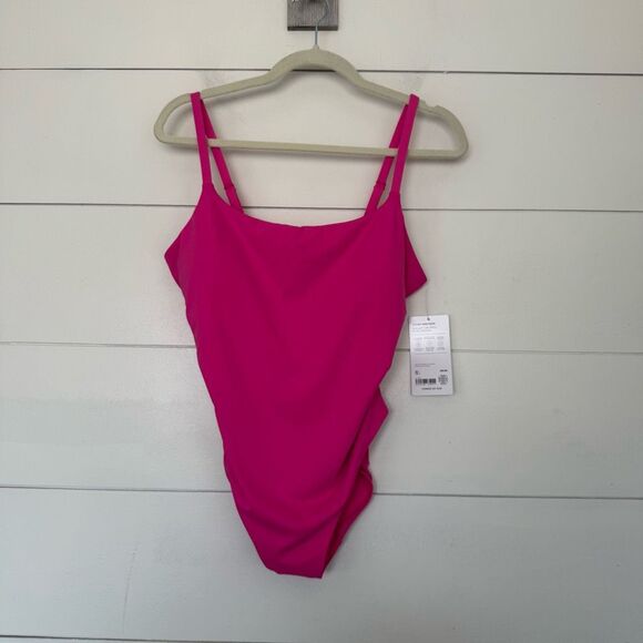 Athleta Women’s Large Pink Scoop One Piece Swim New Beach Pool - Picture 1 of 6